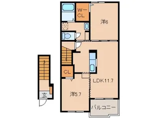 和歌山県岩出市水栖【アパート】の間取り