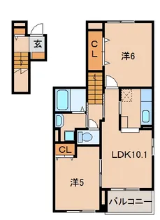 和歌山県和歌山市紀三井寺【アパート】の間取り