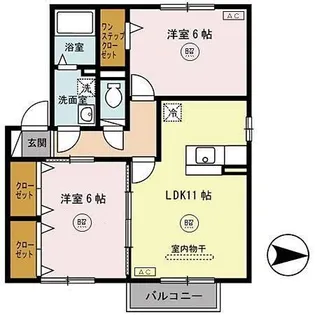 カーザ・エフリール A棟【2階】の間取り
