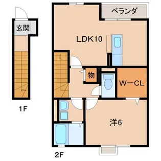ヴィラ・シャロム B棟【2階】の間取り