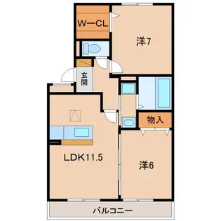 ファミリーメイト矢田 A棟【1階】の間取り