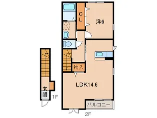 和歌山県和歌山市小雑賀【アパート】の間取り