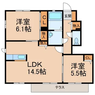 シャーメゾン下津野【1階】の間取り