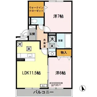 ファミリーメイト矢田 B棟【1階】の間取り
