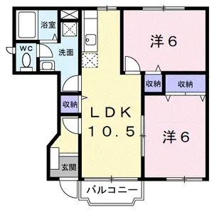 シャトーボヌールSUZU A【2階】の間取り