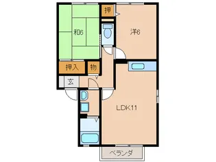 和歌山県和歌山市善明寺【アパート】の間取り