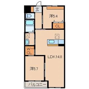 和歌山県岩出市高塚【マンション】の間取り