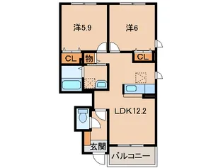 和歌山県岩出市西国分【アパート】の間取り