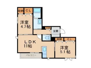 テラス新中通【3階】の間取り