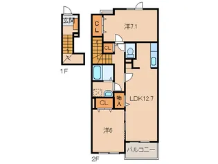 パストラルコート岩出Ⅱ【2階】の間取り