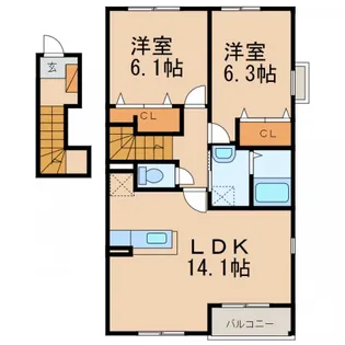 和歌山県和歌山市井辺【アパート】の間取り