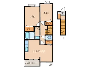 コルテーゼⅡ【2階】の間取り