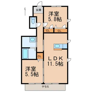 和歌山県和歌山市西庄【アパート】の間取り