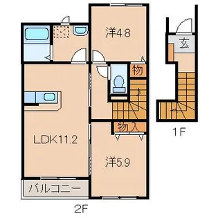 和歌山県和歌山市木ノ本【アパート】の間取り