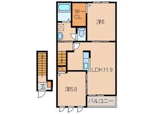和歌山県和歌山市中野【アパート】の間取り