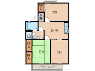 セジュール栄谷B棟【2階】の間取り