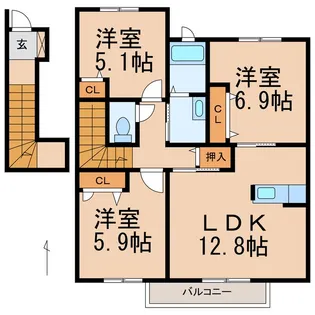 シャーメゾンロイヤルヒルズⅡ【2階】の間取り