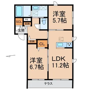 ベレオ La Spiaggia【1階】の間取り