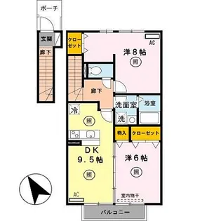 梟の杜コート B棟【2階】の間取り