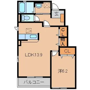 ラ・セゾン・クレール【1階】の間取り