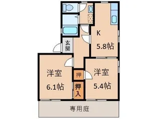 フレグランスうの【1階】の間取り