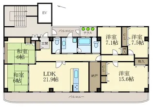 ウイング黒田【7階】の間取り