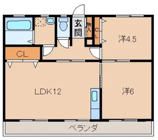サンハイツ関戸A棟【2階】の間取り