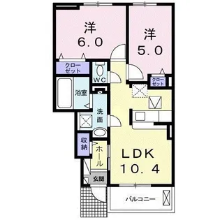 サン ベル Ⅰ【1階】の間取り
