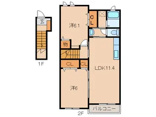 ブルーシエル浜の宮 Ⅰ【2階】の間取り