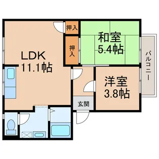 グリーンハイツしあわせ【2階】の間取り