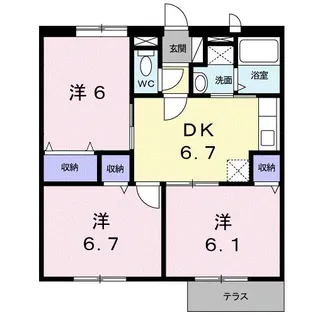 カーサフェリスB【1階】の間取り