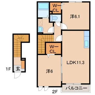 ヴェルジェB【2階】の間取り