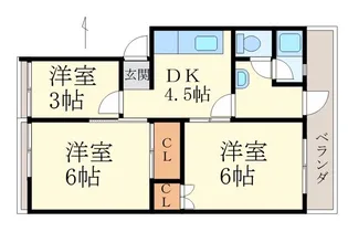 ハイツ緑ヶ丘【3階】の間取り
