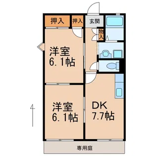 タウニィ井口Ⅱ【1階】の間取り