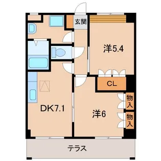 グレイシャスパレス千代【1階】の間取り