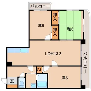 グランメール美園【6階】の間取り