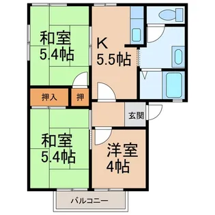 ディアス栄谷【2階】の間取り
