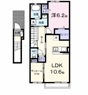 木ノ本アパートB【2階】の間取り