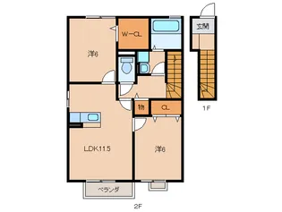 梟の杜コート A棟【2階】の間取り