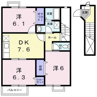 コンフォートタウン轟Ⅱ【2階】の間取り