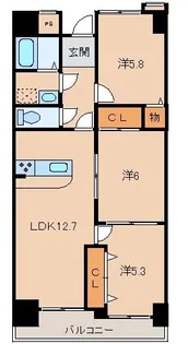 パレ・ロワイヤル吉田【4階】の間取り