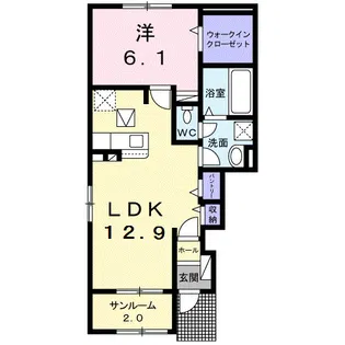 スウィート橋本【1階】の間取り