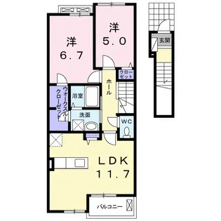 クラール土器町A【2階】の間取り