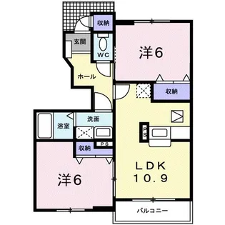 2LDKの間取り画像