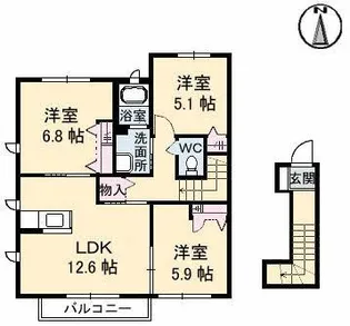 パインテイル D棟【2階】の間取り