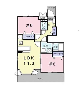ヴァルトブリーゼ B【1階】の間取り