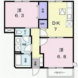 リヴァー・ウィルダーネスB【1階】の間取り