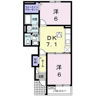 プリムローズ ノユル【102号室】の間取り