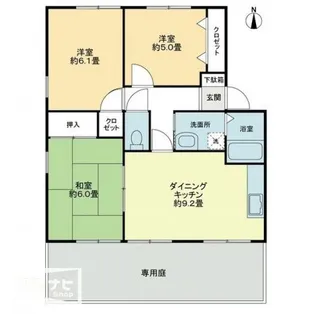 Fo.トロワ木太B【B102号室】の間取り