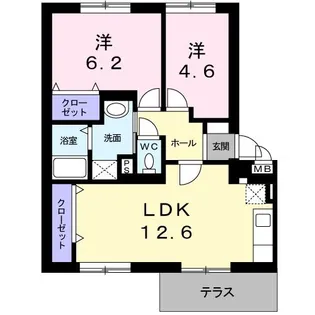 ニューエルディム小田【1階】の間取り